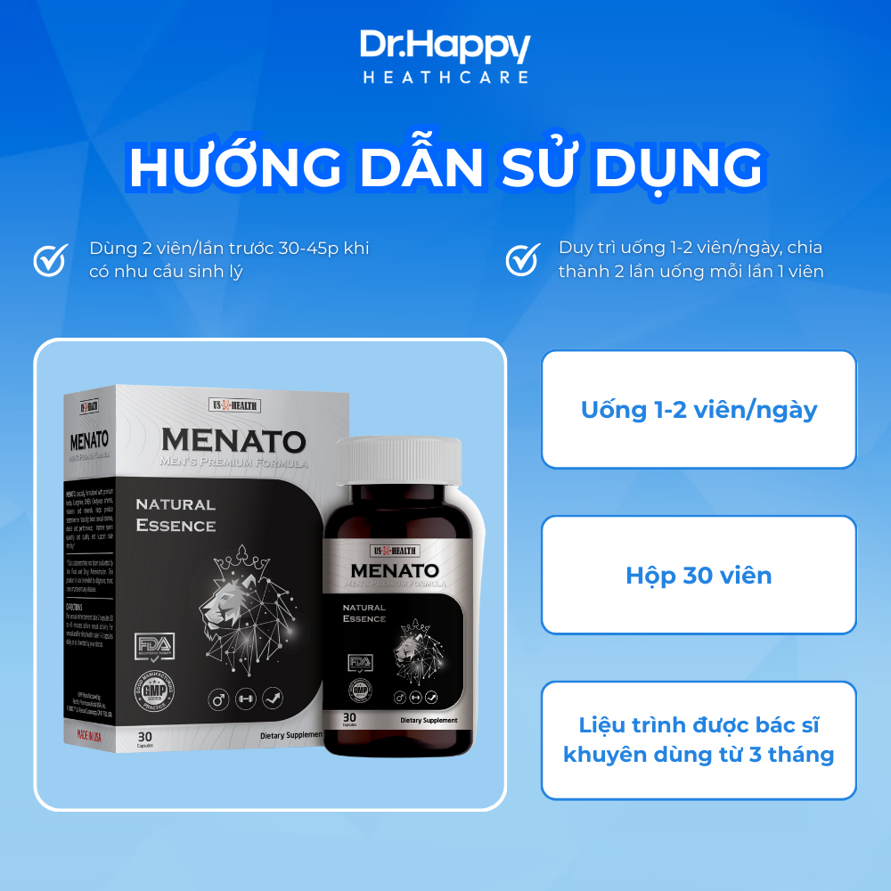[NHẬP KHẨU MỸ] Viên uống MENATO hỗ trợ sức khỏe nam giới & tăng thể lực – Hộp 30 viên