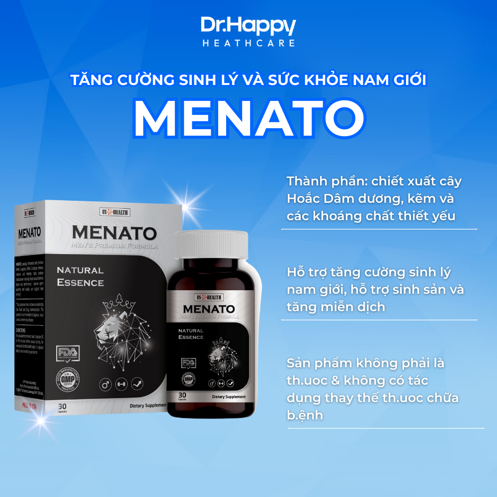 [NHẬP KHẨU MỸ] Viên uống MENATO hỗ trợ sức khỏe nam giới & tăng thể lực – Hộp 30 viên