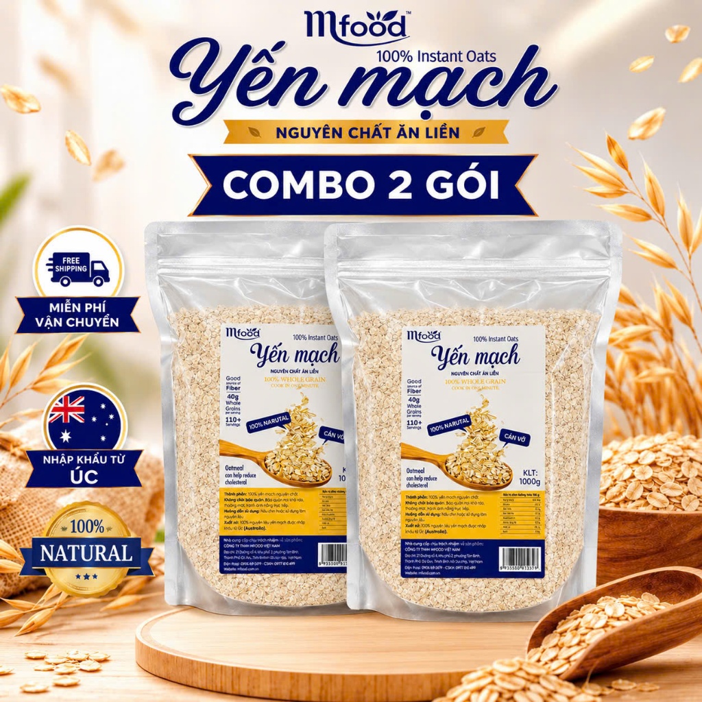 COMBO 2KG Yến Mạch ÚC Tiện Lợi Món Quà Sức Khỏe Từ Mfood