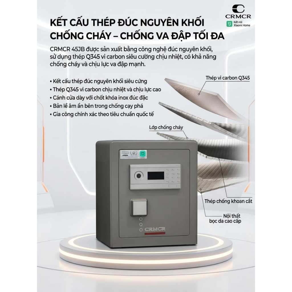 Két Sắt Nhập Khẩu Xiaomi CRMCR 45LB 61LB 71LB 81LB Vân Tay Điện Tử, Xác Minh Danh Tính Người Mở
