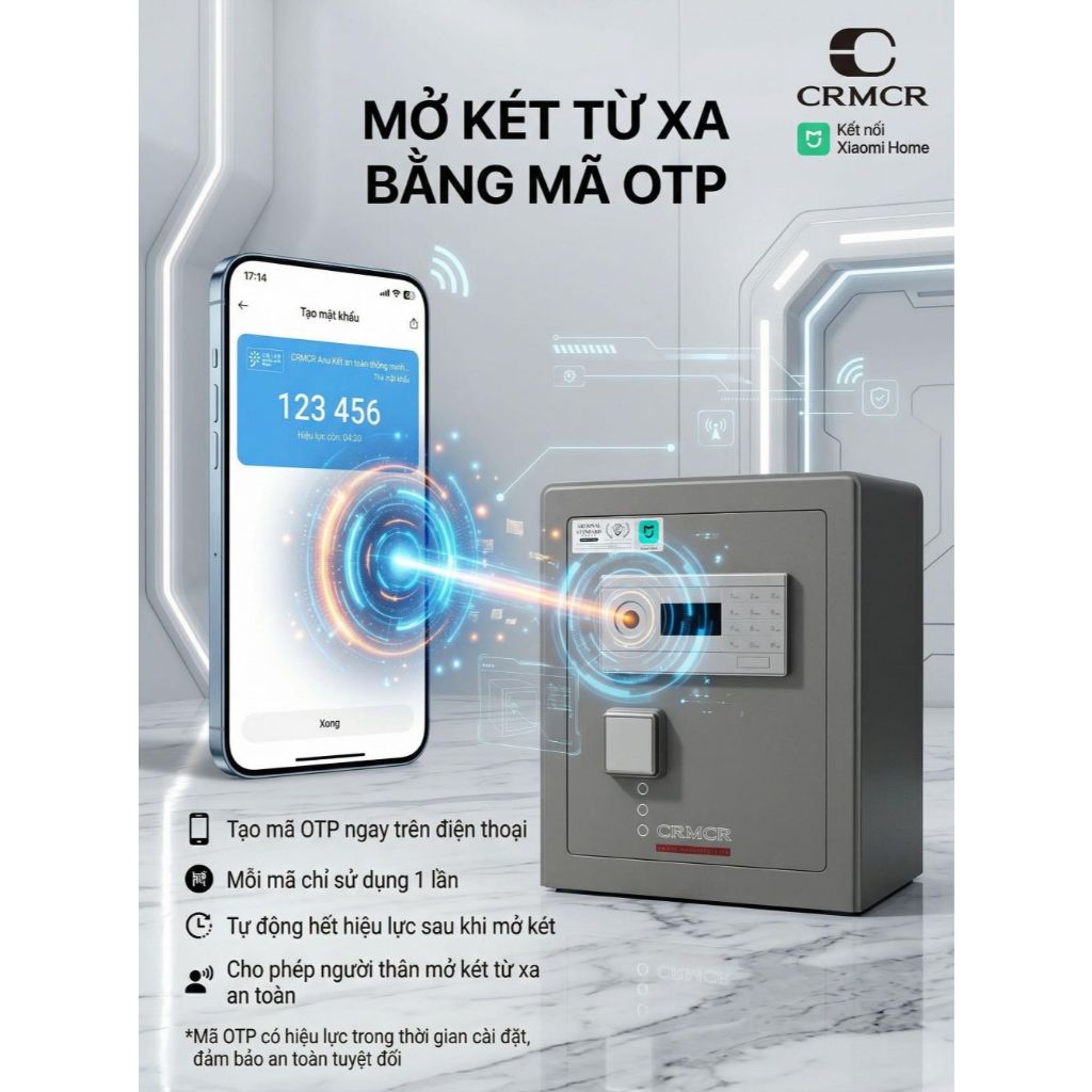 Két Sắt Nhập Khẩu Xiaomi CRMCR 45LB 61LB 71LB 81LB Vân Tay Điện Tử, Xác Minh Danh Tính Người Mở