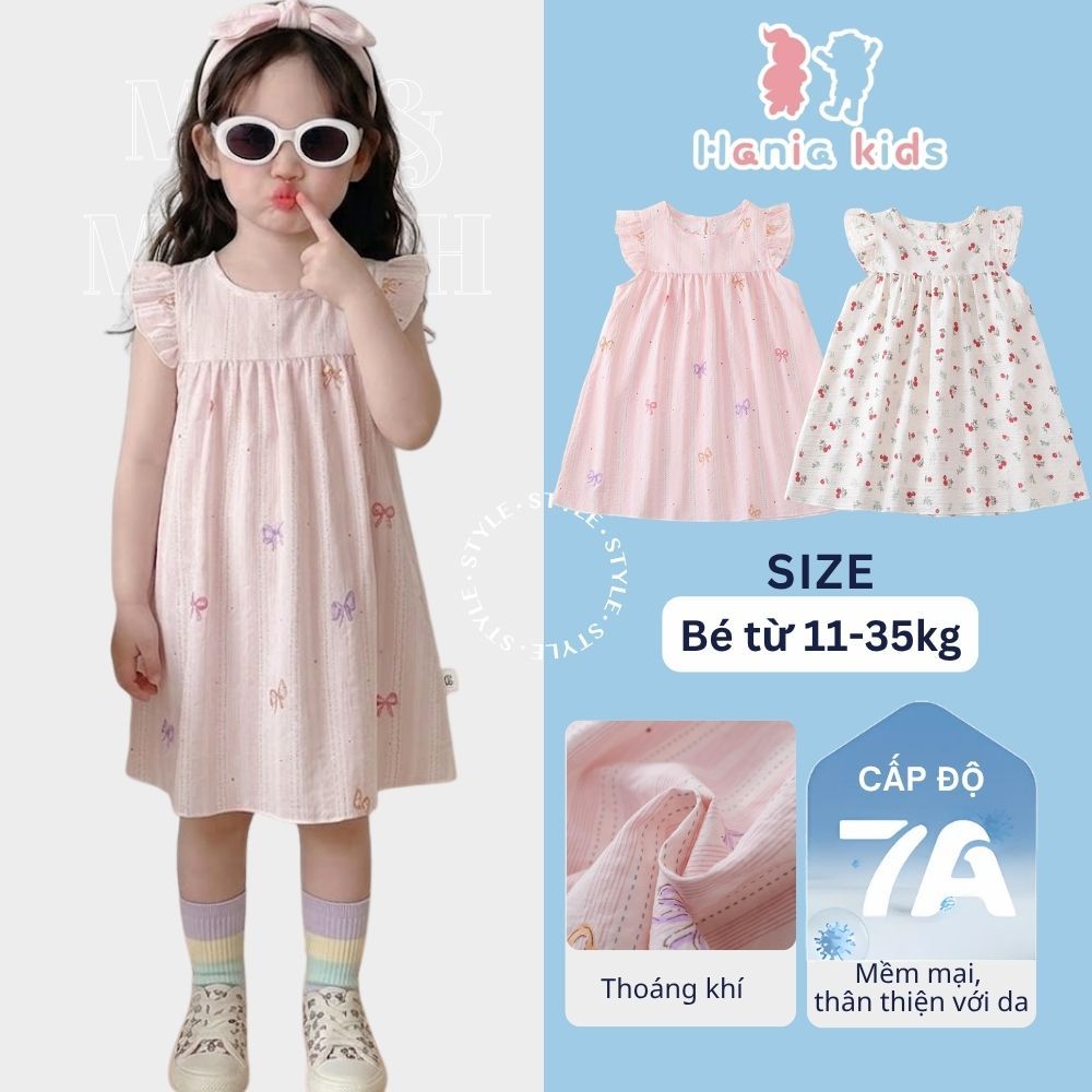 Váy Cho Bé Gái, Váy Bé Gái Thiết Kế Cánh Tiên Họa Tiết Dễ Thương Chất Liệu Cotton Mềm Mại