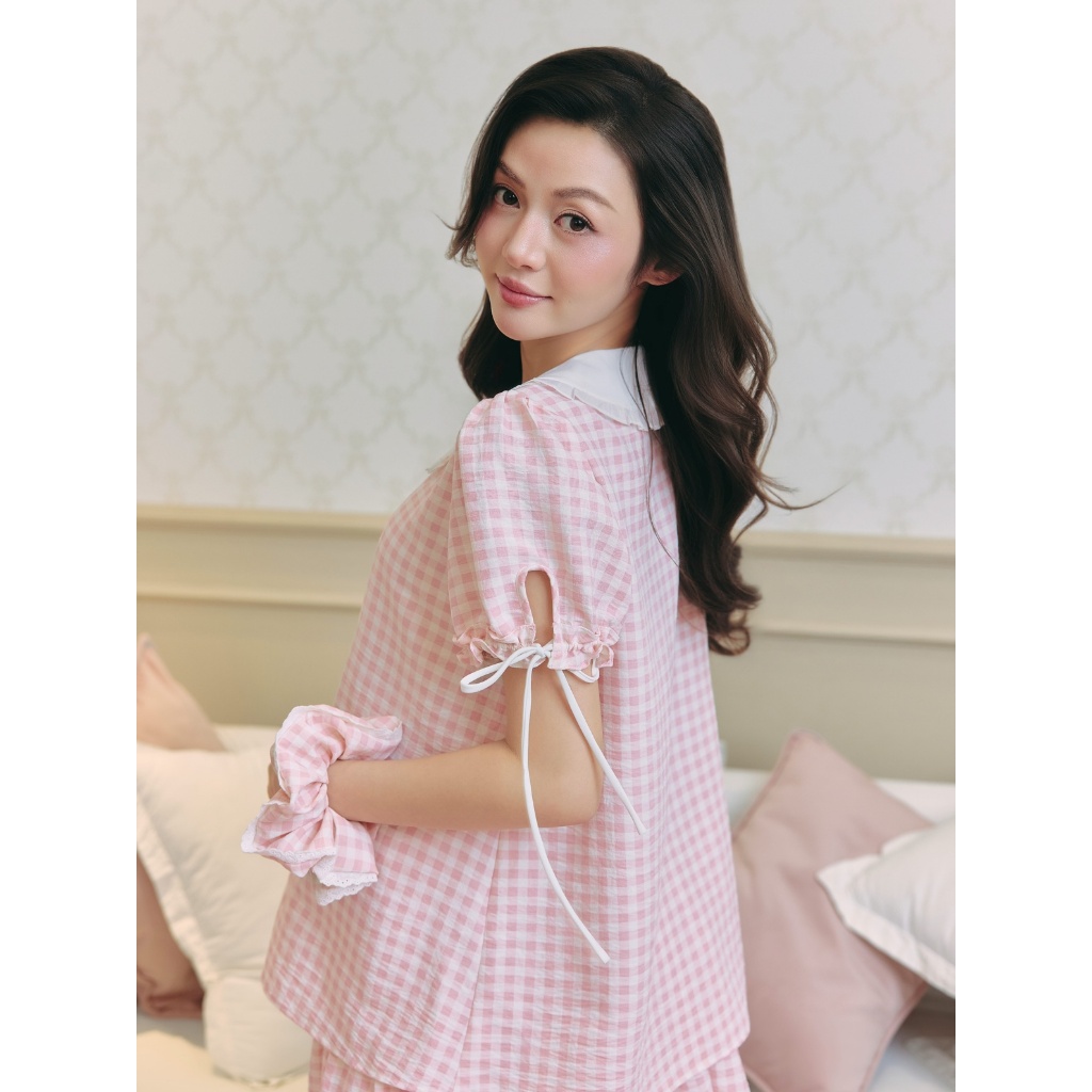 Bộ Đồ Bầu Cloudy L'amme - Bộ Mặc Nhà Chất Đũi Hàn Dập Hoa Nổi Mềm Mát, Thiết Kế Quần Giả Váy Kín Đáo