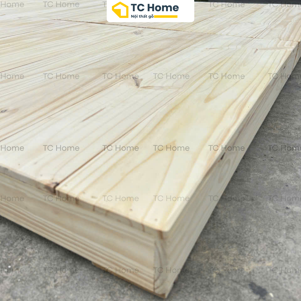 Giường ngủ Pallet TC Home NAN KÍN, ốp viền kín chân, setup phòng trọ, homstay nhiều kích thước