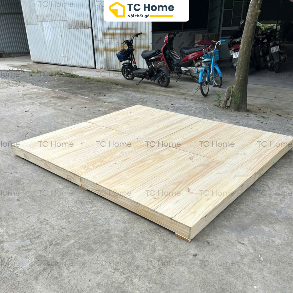[Giá Xưởng] Giường Pallet đủ dòng Nan Thưa/Nan Kín Gỗ Thông Ốp Viền, Đủ Size Decor Phòng Trọ, Phòng Ngủ TC Home