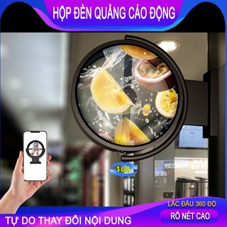 Mẫu mới - Bảng hiệu LED 3D động phát sáng, biển quảng cáo xoay cho cửa hàng, đổi nội dung bằng APP