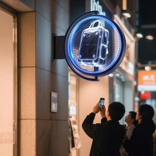 Mẫu mới - Bảng hiệu LED 3D động phát sáng, biển quảng cáo xoay cho cửa hàng, đổi nội dung bằng APP
