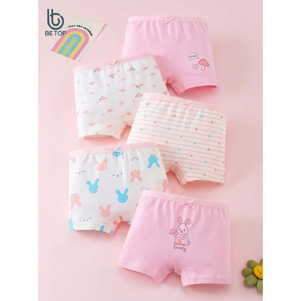Quần Chip Đùi Bé Gái BETOP, Set Quần Lót Trẻ Em Gái Chất Cotton Kháng Khuẩn Mềm Mịn Thoáng Mát NT601