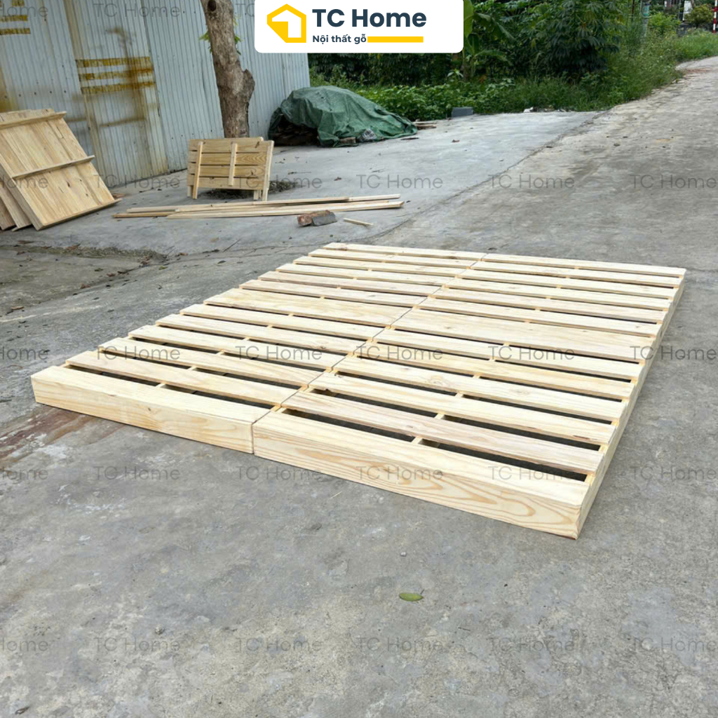 [Đủ Size] Giường pallet decor phòng trọ, homstay cho sinh viên NAN THƯA, có ốp viền kín chân