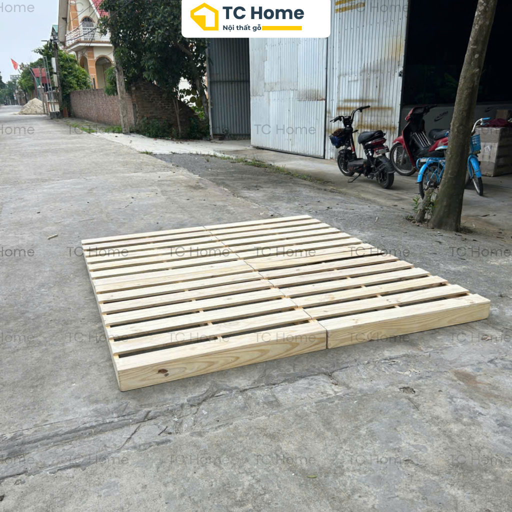 [Đủ Size] Giường pallet decor phòng trọ, homstay cho sinh viên NAN THƯA, có ốp viền kín chân
