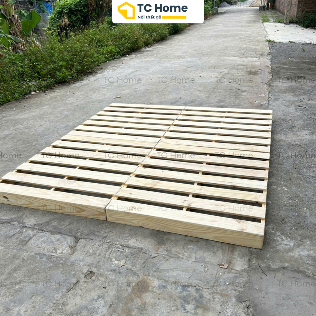 [Đủ Size] Giường pallet decor phòng trọ, homstay cho sinh viên NAN THƯA, có ốp viền kín chân