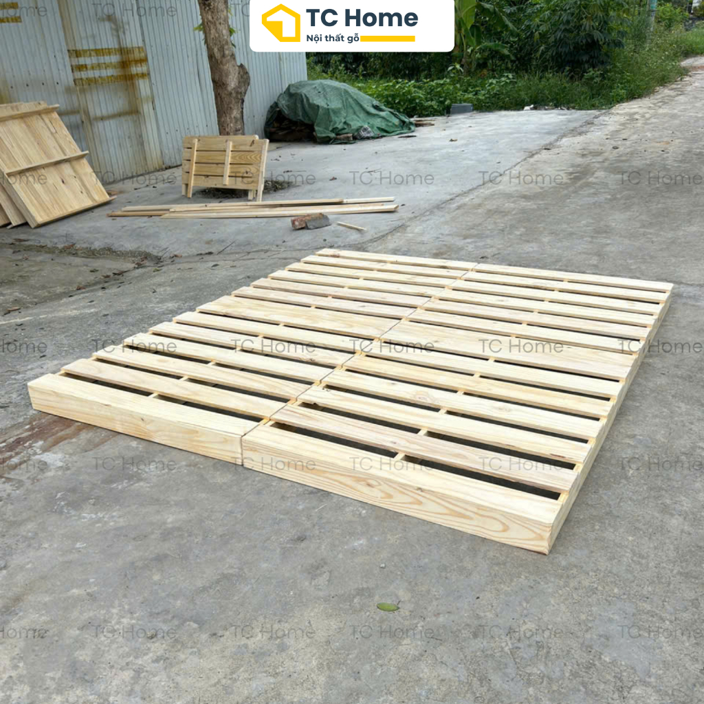 [Đủ Size] Giường pallet decor phòng trọ, homstay cho sinh viên NAN THƯA, có ốp viền kín chân