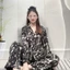 Mango Đồ Bộ Pyjama Viền Lé Tay Dài Quần Dài Lụa Cao Cấp Size 45-69kg