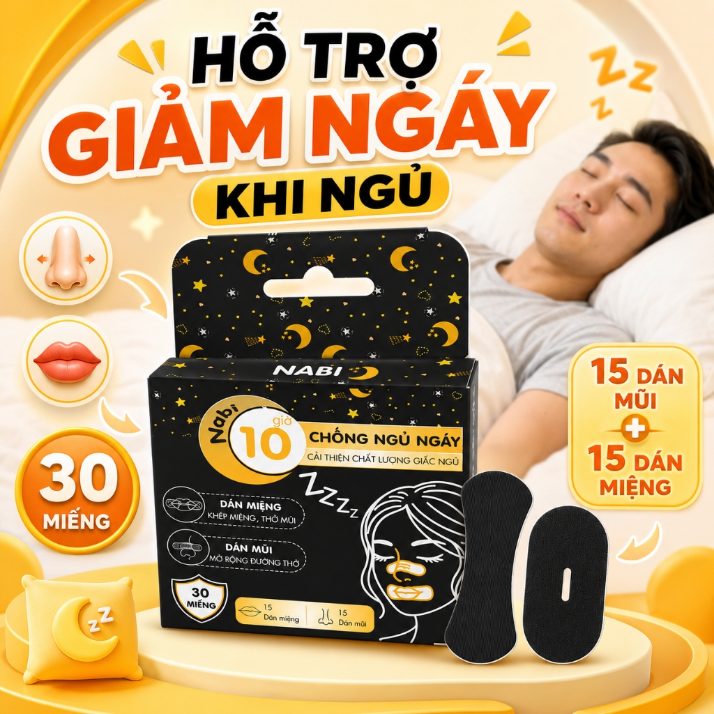 Set 30 Miếng Dán Miệng Khi Ngủ NABI, Hỗ Trợ Ngủ Khép Miệng, Hạn Chế Khô Miệng Do Thói Quen Há Miệng