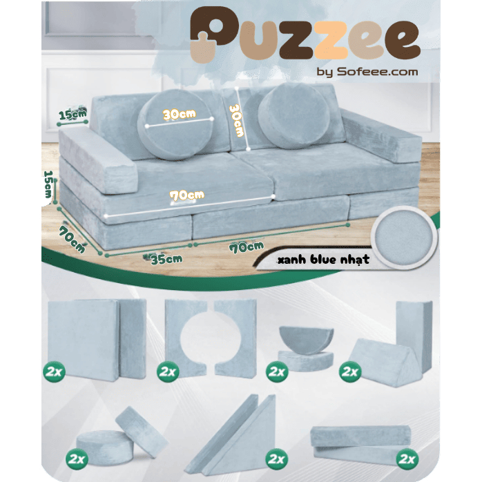 SOFEEE Play Sofa lắp ghép xếp hình Puzzee đa năng gấp gọn cho bé và gia đình xuất châu Âu