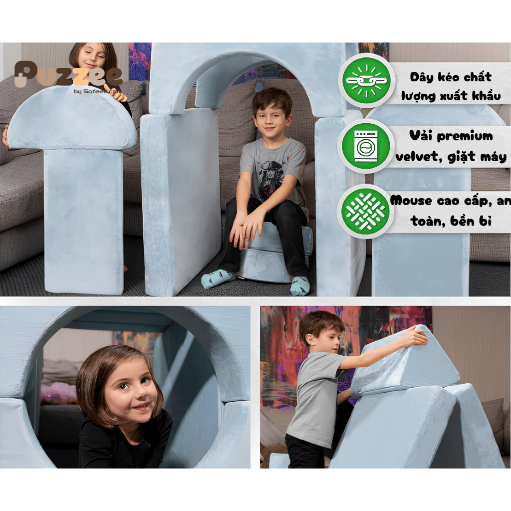 SOFEEE Play Sofa lắp ghép xếp hình Puzzee đa năng gấp gọn cho bé và gia đình xuất châu Âu
