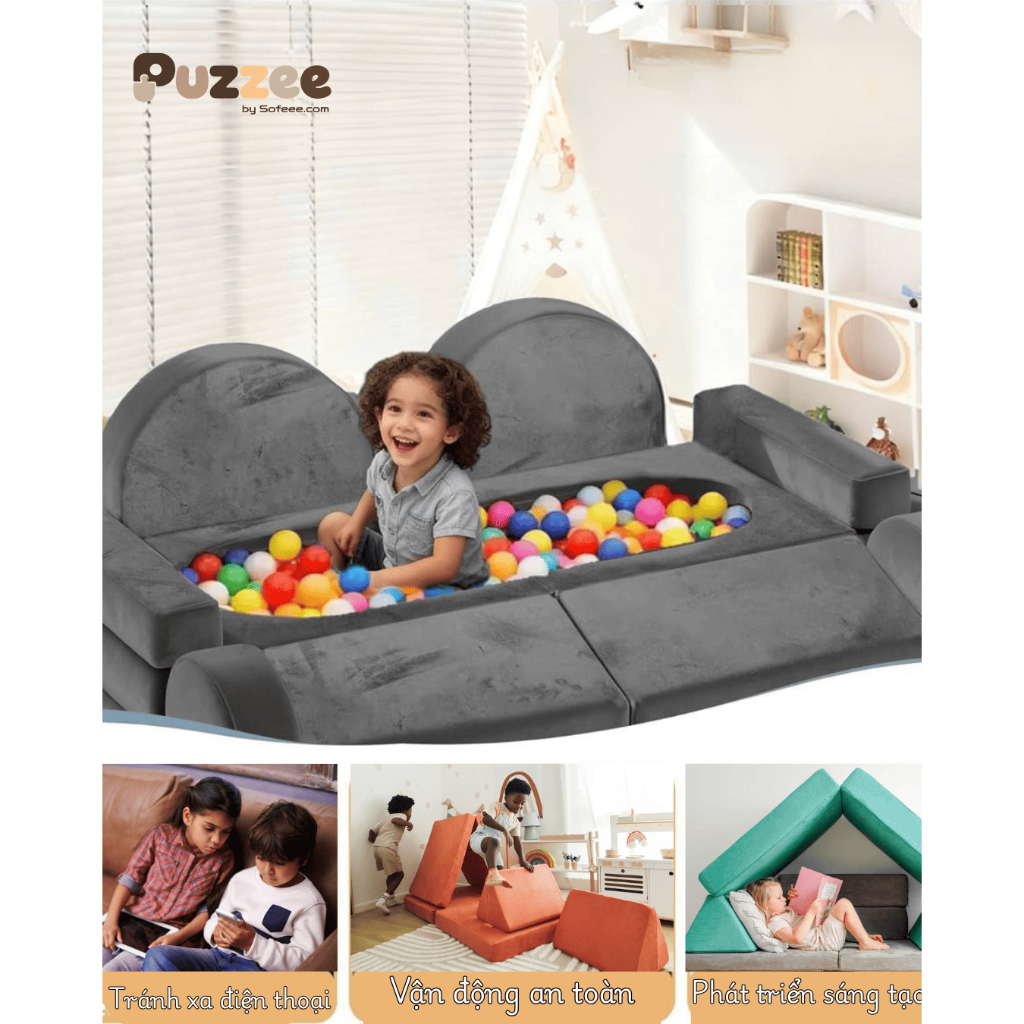 SOFEEE Play Sofa lắp ghép xếp hình Puzzee đa năng gấp gọn cho bé và gia đình xuất châu Âu
