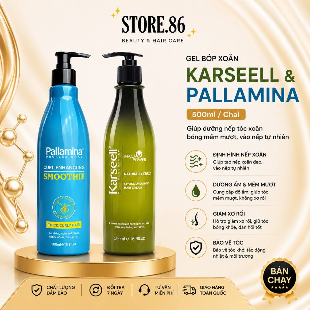 Gel Bóp Xoăn KARSEELL PALLAMINA 500ml Dưỡng Nếp Tóc Xoăn, Giúp Tóc Bóng Mềm Mượt, Vào Form Tự Nhiên