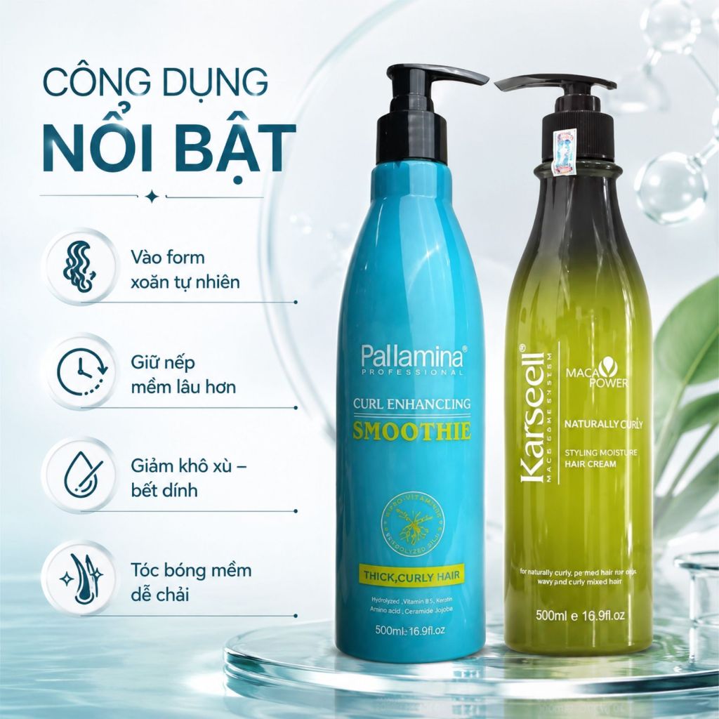 Gel Bóp Xoăn KARSEELL PALLAMINA 500ml Dưỡng Nếp Tóc Xoăn, Giúp Tóc Bóng Mềm Mượt, Vào Form Tự Nhiên