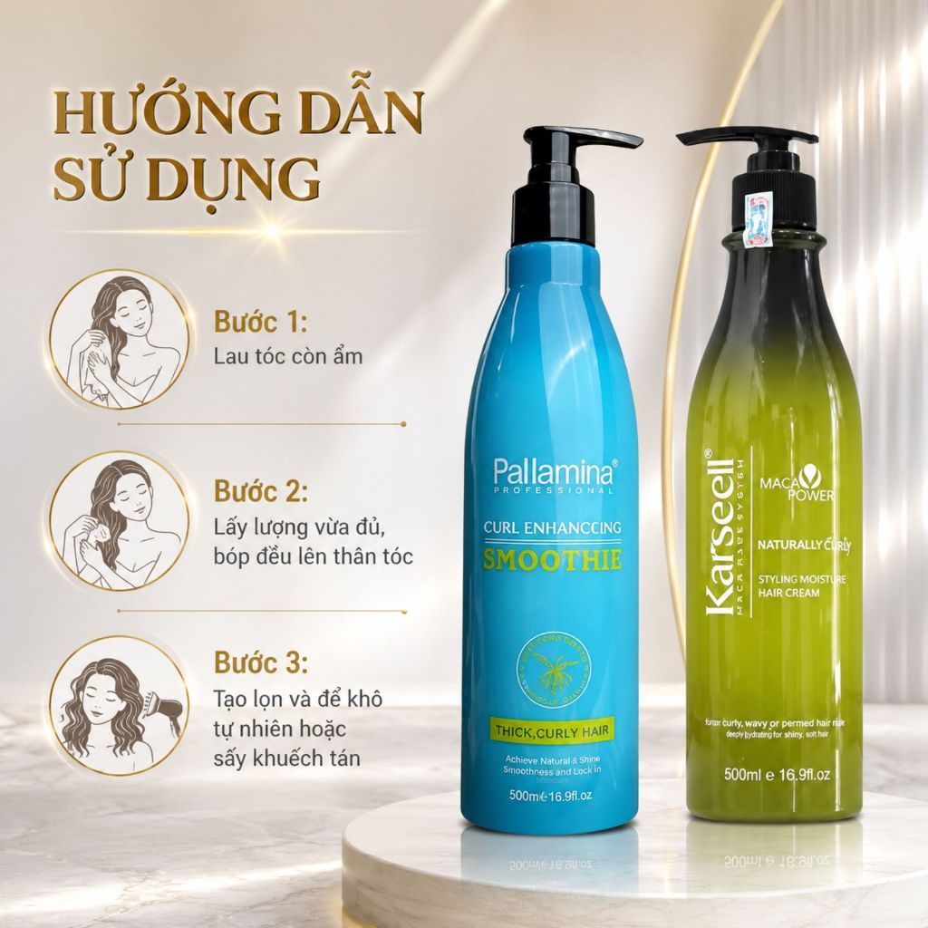 Gel Bóp Xoăn KARSEELL PALLAMINA 500ml Dưỡng Nếp Tóc Xoăn, Giúp Tóc Bóng Mềm Mượt, Vào Form Tự Nhiên