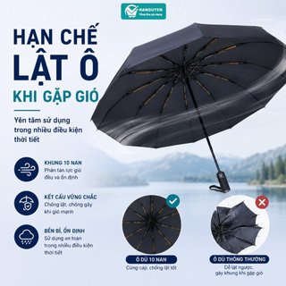 Ô dù gấp gọn tự động 2 chiều 10 nan chống lật, đóng mở thông minh nhiều màu sắc