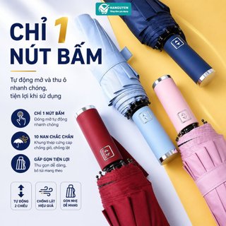 Ô dù gấp gọn tự động 2 chiều 10 nan chống lật, đóng mở thông minh nhiều màu sắc