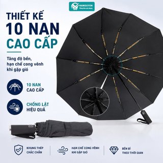 Ô dù gấp gọn tự động 2 chiều 10 nan chống lật, đóng mở thông minh nhiều màu sắc