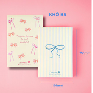 Vở Kẻ Ngang 80/120 Trang BST NƠ CLASSMATE Bìa Dày Chống Nước Giấy Tráng Keo 100gsm Không Thấm Nhòe, Chống Lóa
