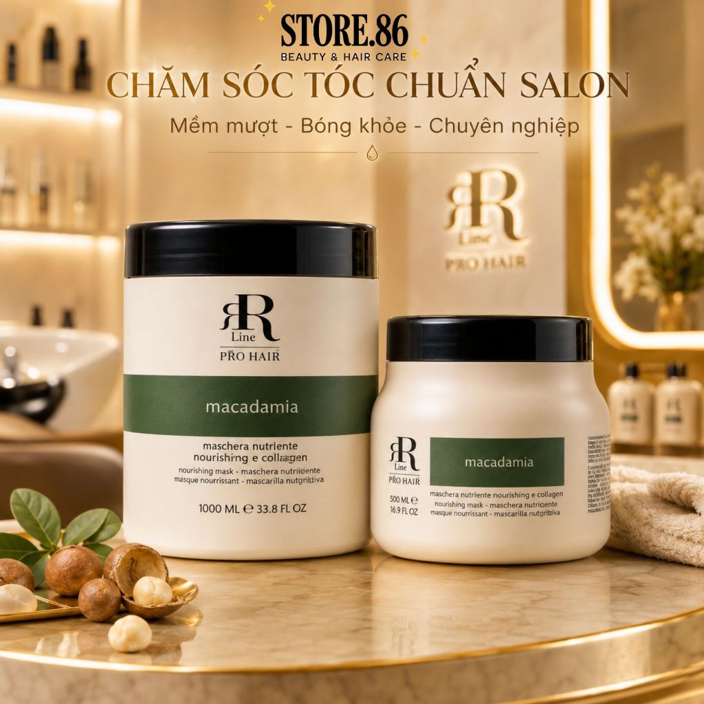 Kem Hấp Dầu Ủ Xả Tóc RR Line Real Macadamia 500ml - 1000ml Hỗ Trợ Phục Hồi Tóc Khô Xơ,Dưỡng Mềm Mượt