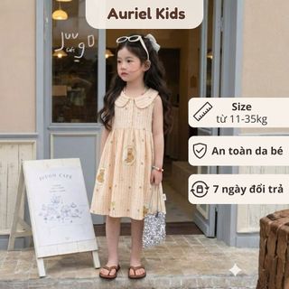 Váy Cho Bé Gái, Váy Cổ Tàu Cho Bé Gái Họa Tiết Thỏ Dễ Thương Chất Liệu Mềm Mại Thoáng Mát