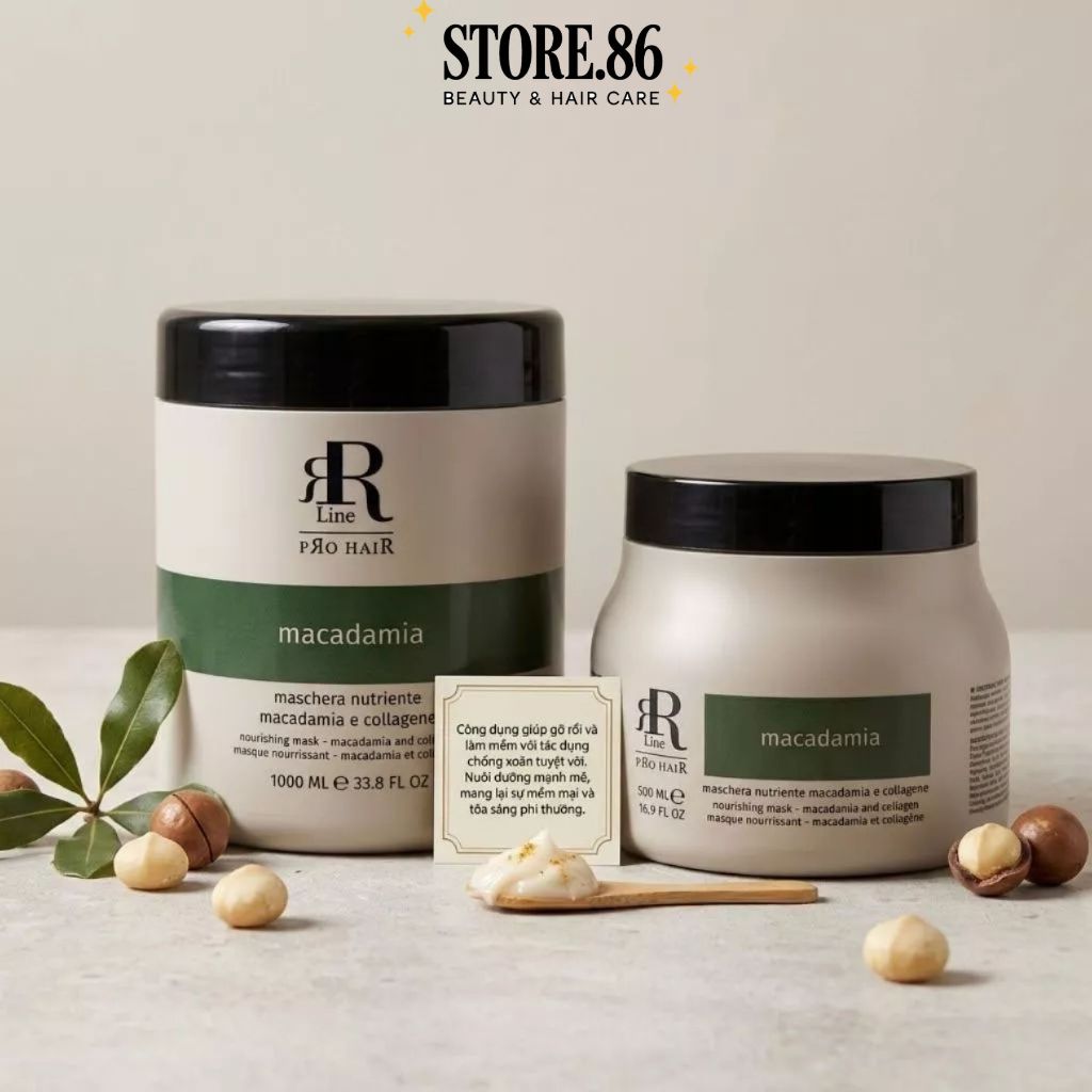 Hấp dầu ủ tóc RR Line Real Macadamia 500ml giúp hỗ trợ phục hồi tóc, giúp giảm rụng tóc