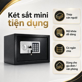 Két Sắt Mini Mã Số 35x25x25cm, Tủ Sắt Gia Đình Đựng Tiền Giấy Tờ Hộ Chiếu, Có Khóa Cơ Và Ngăn Chia
