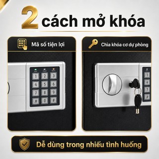 Két Sắt Mini Mã Số 35x25x25cm, Tủ Sắt Gia Đình Đựng Tiền Giấy Tờ Hộ Chiếu, Có Khóa Cơ Và Ngăn Chia