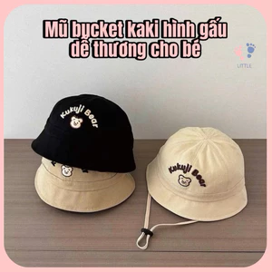 Mũ bucket kaki cho bé hoạ tiết gấu dễ thương
