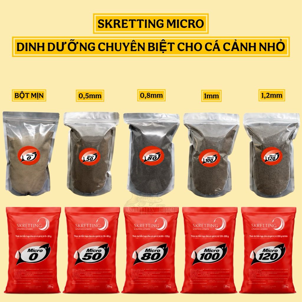 Cám MICRO 0 50 80 100 120 dùng cho cá Molly