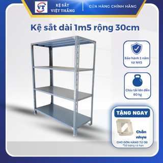 Kệ sắt lắp ghép đa năng: Dài 1m5 x rộng 30cm x cao 1m-1m5-1m8-2m x 3,4,5,6 tầng