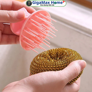 Combo 3 cái Bùi Nhùi Chùi Xoong Nồi Có Tay Cầm Tiện Lợi – Miếng Búi Sắt Chà Xoong Chảo Không Gỉ | GigaMax Home