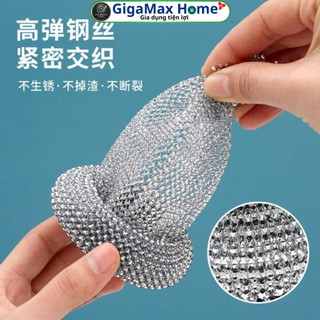 Combo 3 cái Bùi Nhùi Chùi Xoong Nồi Có Tay Cầm Tiện Lợi – Miếng Búi Sắt Chà Xoong Chảo Không Gỉ | GigaMax Home