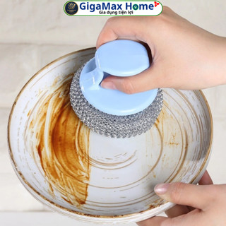 Combo 3 cái Bùi Nhùi Chùi Xoong Nồi Có Tay Cầm Tiện Lợi – Miếng Búi Sắt Chà Xoong Chảo Không Gỉ | GigaMax Home