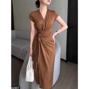 Đầm lụa xếp vạt soắn 3 màu A2607