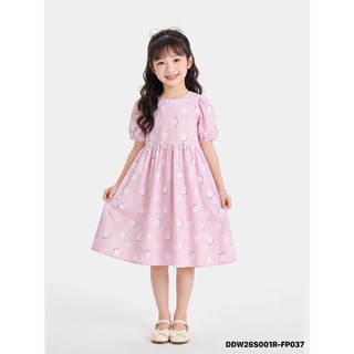 Váy Liền Bé Gái WooKids | Đầm Bé Gái 2-9 Tuổi | 100% Cotton Mềm Mại Thoáng Mát | DDW26S001R