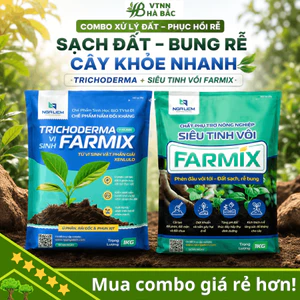 Combo Kích Rễ Phục Hồi Đất Farmix: Gói 1kg Trichoderma Vi Sinh Humic và 1kg Siêu Tinh Vôi Cao Cấp