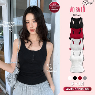 Áo Ba Lỗ Nữ RUSY Phối Nút Form Ôm Body Tôn Dáng Chất Thun Co Giãn Mềm Mại Dễ Phối Đồ Đi Chơi 3L10