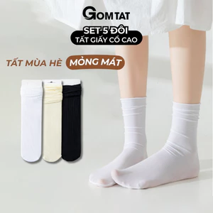 Set 5 đôi tất giấy nữ mỏng mùa hè GOMTAT, vớ nữ trơn mong nhẹ, mềm mịn, tôn dáng - HOT-1304