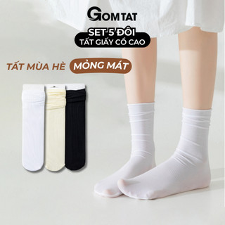 Set 5 đôi tất giấy nữ mỏng mùa hè GOMTAT, vớ nữ trơn mong nhẹ, mềm mịn, tôn dáng - HOT-1304