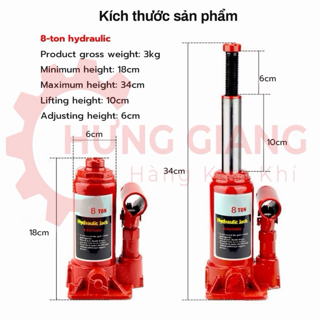 Kích Thuỷ Lực Ô Tô, Con Đội Thuỷ Lực 2 - 4 - 6 - 8 - 10 Tấn