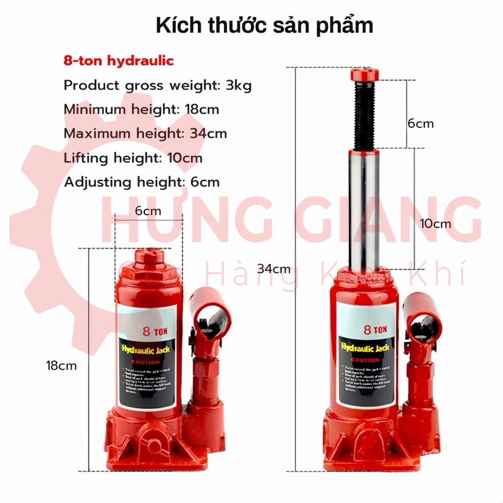 Kích Thuỷ Lực Ô Tô, Con Đội Thuỷ Lực 2 - 4 - 6 - 8 - 10 Tấn