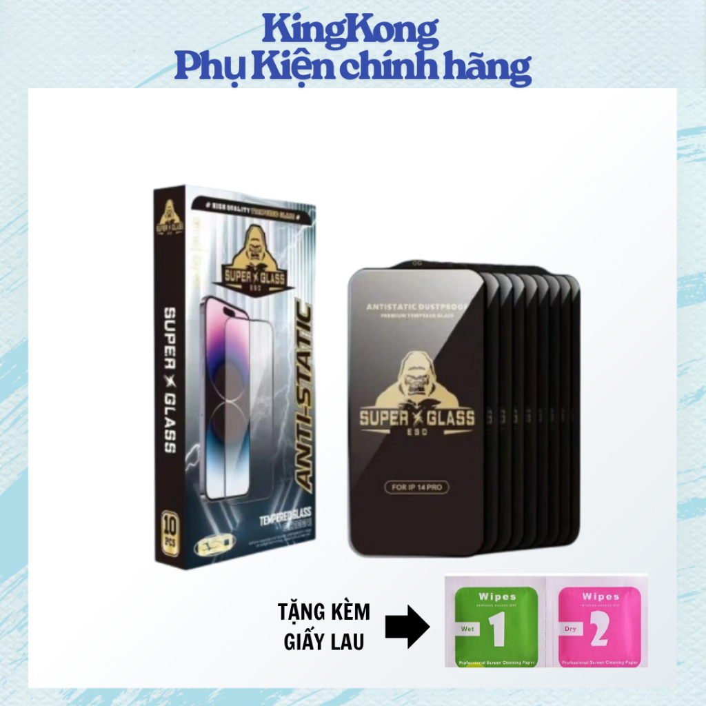 Kính cường lực KingKong SUPER GLASS dành cho iPhone X/ XSMax/ 11/12/13/14/15/16/17 ProMax