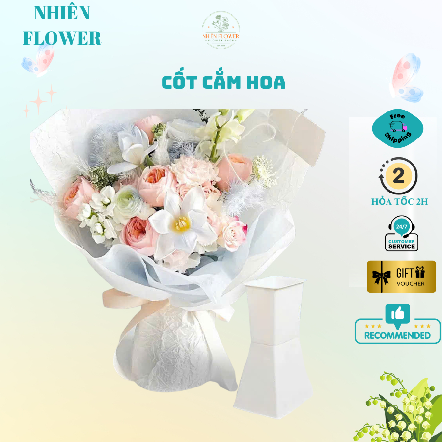 Cốt Nhựa Cắm Hoa Đứng Chất Liệu Nhựa PU 3- 5 Cái , Đế Cắm Hoa Trang Trí Hoa Lụa, Hoa Tươi, Tiệc Cưới