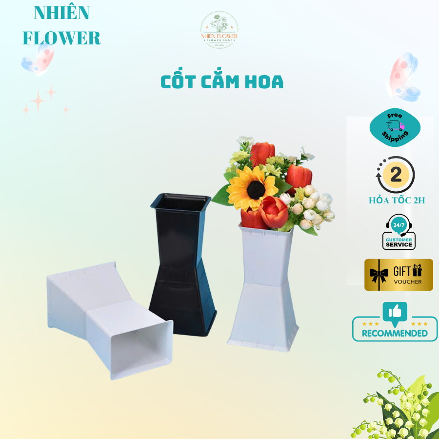 Cốt Nhựa Cắm Hoa Đứng Chất Liệu Nhựa PU 3- 5 Cái , Đế Cắm Hoa Trang Trí Hoa Lụa, Hoa Tươi, Tiệc Cưới